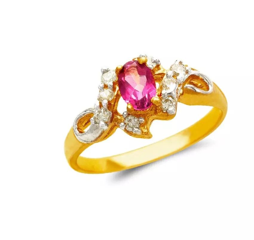 NEW 14K TWO TONE GOLD LADIES CZ RING: NEW 14K TWO TONE GOLD LADIES CZ RING 14K Two Tone Gold Size 7 Approx. 6mm Stone, 9mm Center High Polished/Cubic Zirconia Weight: 2.5 Grams