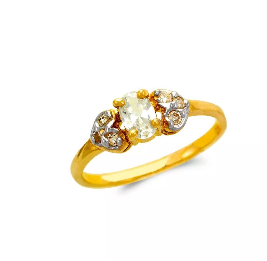 NEW 14K TWO TONE GOLD LADIES CZ RING: NEW 14K TWO TONE GOLD LADIES CZ RING 14K Two Tone Gold Size 7 Approx. 6mm Stone, 6mm Center High Polished/Cubic Zirconia Weight: 2.1Grams
