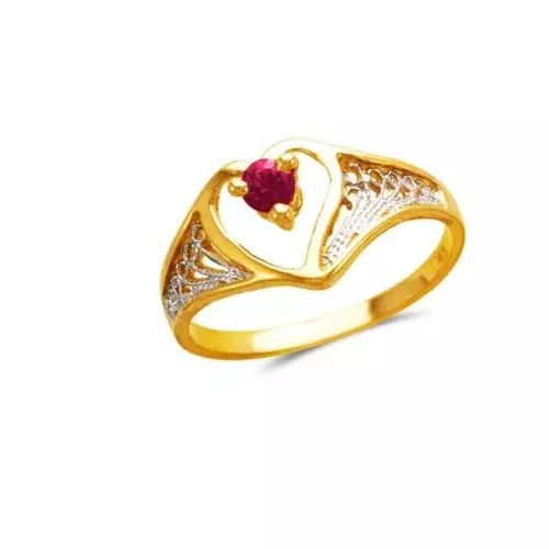 NEW 14K YELLOW GOLD LADIES HEART CZ RING (1 of 2)