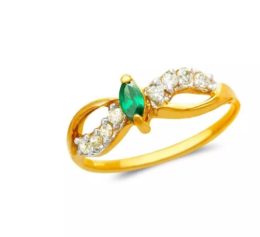 NEW 14K TWO TONE GOLD LADIES CZ RING (1 of 2)