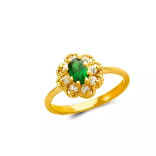 NEW 14K YELLOW GOLD LADIES FLOWER CZ RING (1 of 2)