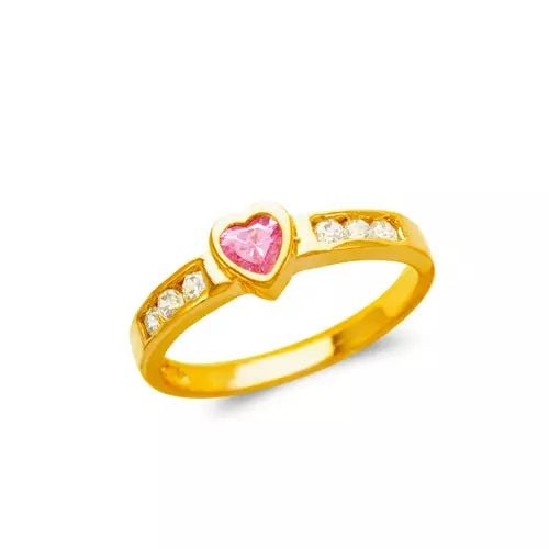 NEW 14K YELLOW GOLD LADIES HEART CZ RING (1 of 2)