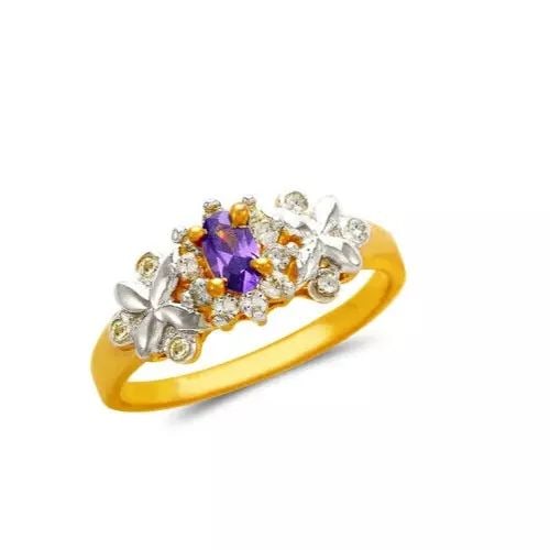 NEW 14K TWO TONE GOLD LADIES FLOWR CZ RING (1 of 2)