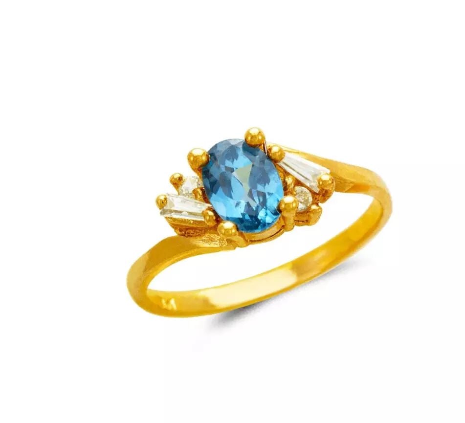 NEW 14K YELLOW GOLD LADIES CZ RING (1 of 2)