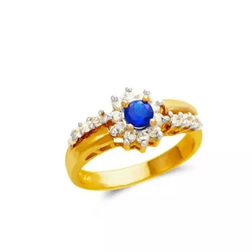 NEW 14K TWO TONE GOLD LADIES CZ RING: NEW 14K TWO TONE GOLD LADIES CZ RING 14K Two Tone Gold Size 7 Approx. 4mm Stone, 9mm Center High Polished/Cubic Zirconia Weight: 3.4 Grams