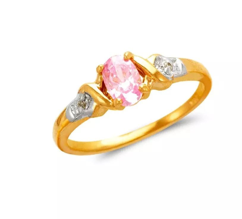 NEW 14K TWO TONE GOLD LADIES CZ RING (1 of 2)