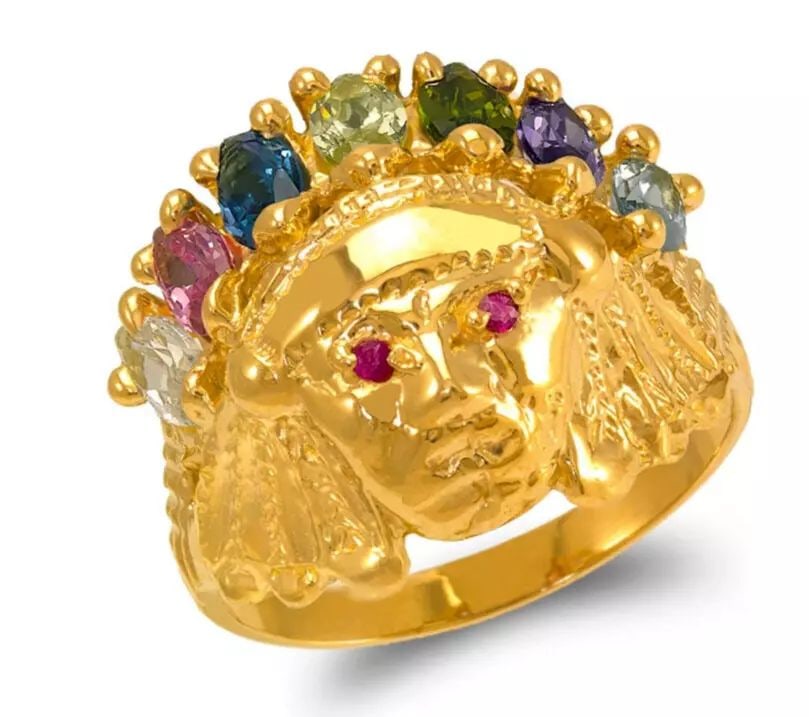 NEW 14K YELLOW GOLD MEN'S WARRIOR CZ RING (1 of 2)