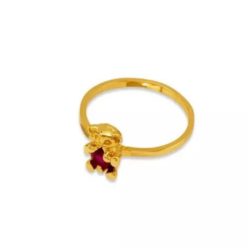 NEW 14K YELLOW GOLD KIDS BEAR CZ RING (1 of 2)