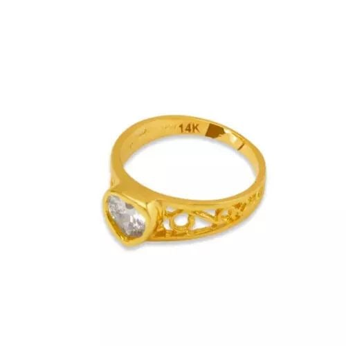 NEW 14K YELLOW GOLD KIDS HEART CZ RING: New 14K YELLOW GOLD KIDS HEART CZ RING 14K Yellow Gold Approx. 6mm [Center] High Polished/Cubic Zirconia Weight: 1.7 Grams