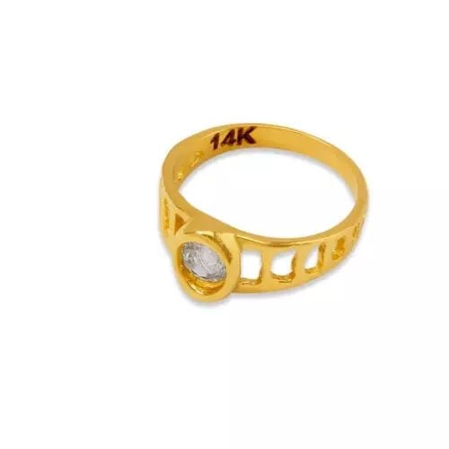 NEW 14K YELLOW GOLD KIDS CZ RING: NEW 14K YELLOW GOLD KIDS CZ RING 14K Yellow Gold Approx. 7mm [Center] High Polished/Cubic Zirconia Weight: 1.4 Grams