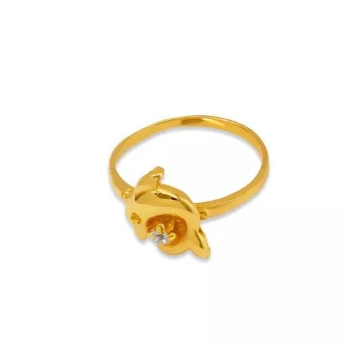 NEW 14K YELLOW GOLD KIDS DOLPHIN CZ RING (1 of 2)