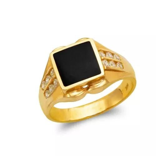 NEW 14K YELLOW GOLD MEN'S FULL CUT ONYX RING (1 of 2)
