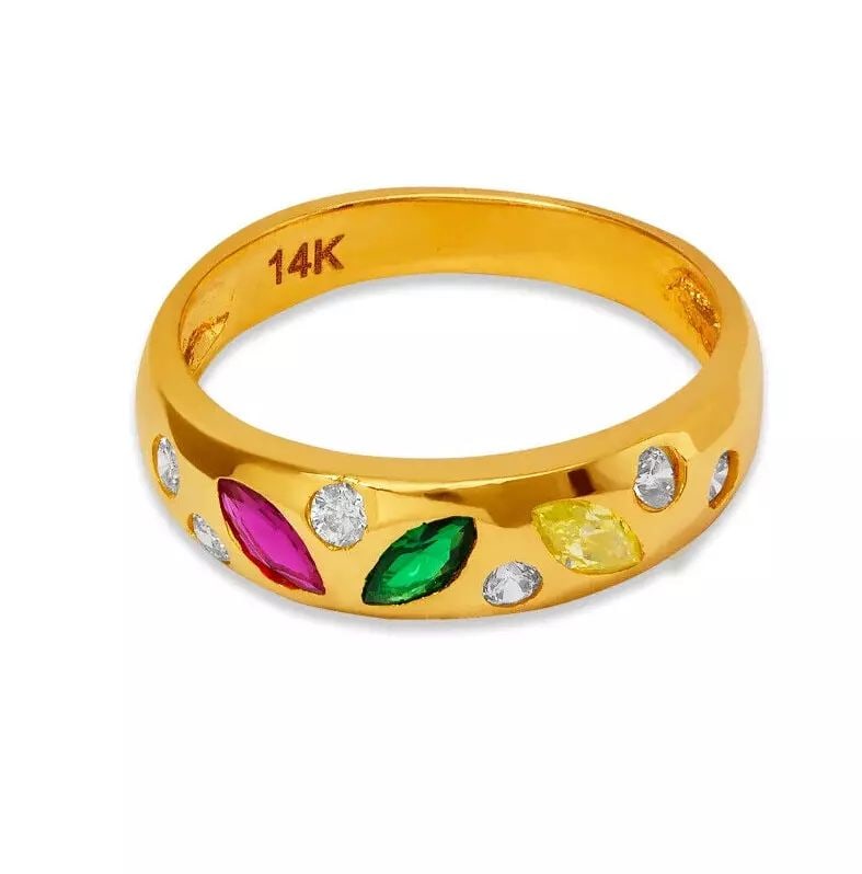 NEW 14K YELLOW GOLD MOTHER'S CZ RING: NEW 14K YELLOW GOLD MOTHER'S CZ RING 14K Yellow Gold Size 7 Approx. 5mm High Polished/Cubic Zirconia Weight: 3.5Grams