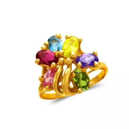 NEW 14K YELLOW GOLD MOTHER'S CZ RING: NEW 14K YELLOW GOLD MOTHER'S CZ RING 14K Yellow Gold Size 7 Approx. 17mm High Polished/Cubic Zirconia Weight: 5.2 Grams