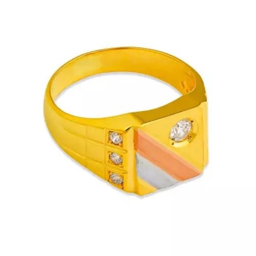 NEW 14K TRI COLOR GOLD MEN'S FANCY CZ RING: NEW 14K TRI COLOR GOLD MEN'S FANCY CZ RING 14K Tri Color Gold Size 10 Approx. 12mm High Polished/Cubic Zirconia Weight: 6.3 Grams