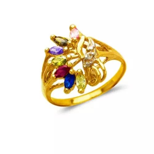 NEW 14K YELLOW GOLD MOTHER'S CZ RING: NEW 14K YELLOW GOLD MOTHER'S CZ RING 14K Yellow Gold Size 7 Approx. 16 mm High Polished/Cubic Zirconia Weight: 3.3 Grams