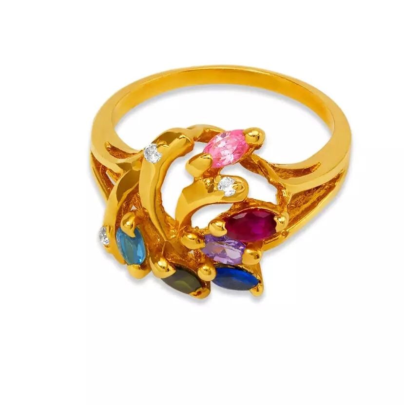 NEW 14K YELLOW GOLD MOTHER'S CZ RING (1 of 2)