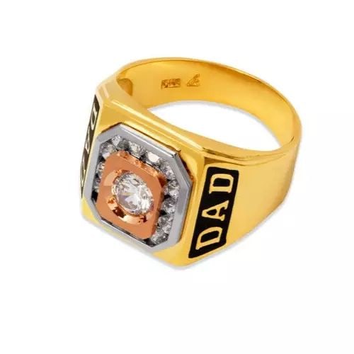 NEW 14K TRI COLOR GOLD MEN'S FANCY CZ RING (1 of 2)
