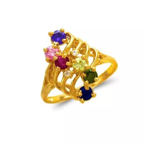 NEW 14K YELLOW GOLD MOTHER'S CZ RING: NEW 14K YELLOW GOLD MOTHER'S CZ RING 14K Yellow Gold Size 7 Approx. 18mm High Polished/Cubic Zirconia Weight: 3.6 Grams