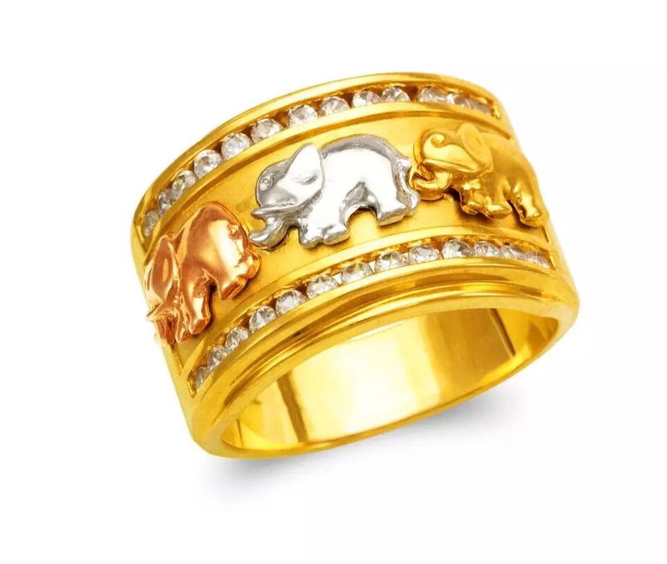 NEW 14K TRI COLOR GOLD MEN'S FANCY CZ RING (1 of 2)