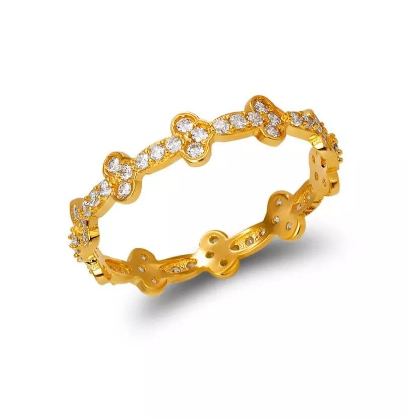 NEW 14K YELLOW GOLD LADIES FANCY CZ BAND RING: NEW 14K YELLOW GOLD LADIES FANCY CZ BAND RING 14K Yellow Gold Approx. 4mm Band High Polished/Cubic Zirconia Available in Rose and White Gold Weight: 1.3 Grams