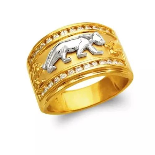 NEW 14K TWO TONE GOLD MEN'S FANCY CZ RING (1 of 2)