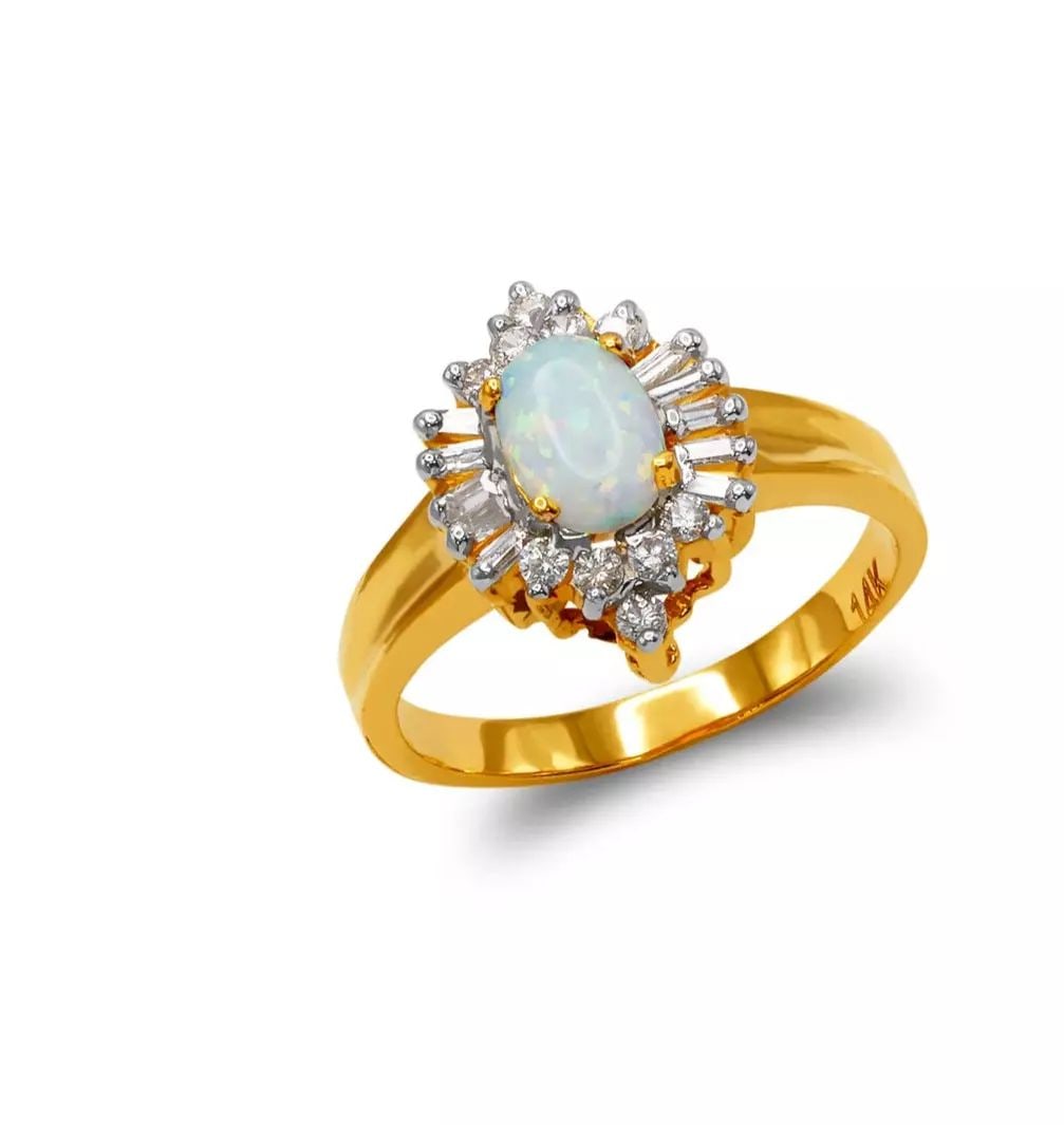 NEW 14K TWO TONE GOLD LADIES OPAL CZ RING (1 of 2)