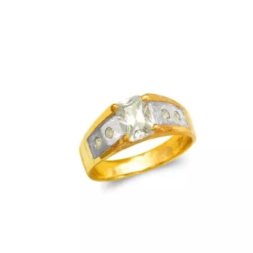 NEW 14K TWO TONE GOLD KIDS CZ RING (1 of 2)
