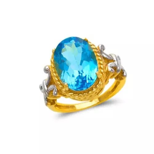 NEW 14K TWO TONE GOLD LADIES MYSTIC CZ RING: NEW 14K TWO TONE GOLD LADIES MYSTIC CZ RING 14K Two Tone Gold Size 7 Approx. 14mm Stone, 16mm Center High Polished/Diamond Cut/Cubic Zirconia Weight: 6.3 Grams