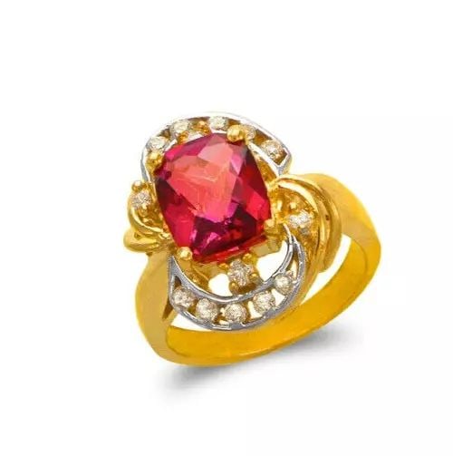 NEW 14K TWO TONE GOLD LADIES MYSTIC CZ RING: NEW 14K TWO TONE GOLD LADIES MYSTIC CZ RING 14K Two Tone Gold Size 7 Approx. 10mm Stone, 18mm Center High Polished/Diamond Cut/Cubic Zirconia Weight: 7.1 Grams