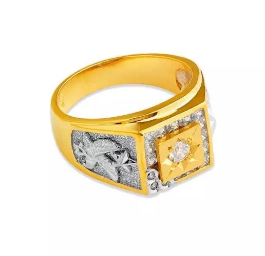 NEW 14K TWO TONE GOLD MEN'S FANCY EAGLE CZ RING (1 of 2)