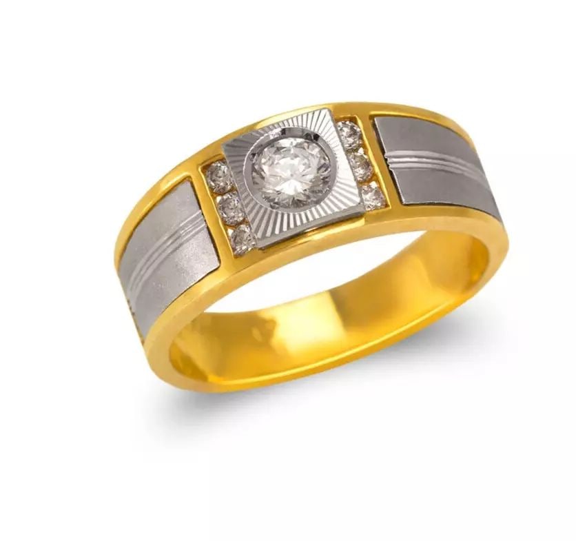 NEW 14K TWO TONE GOLD LADIES FANCY COUPLE CZ RING (1 of 2)