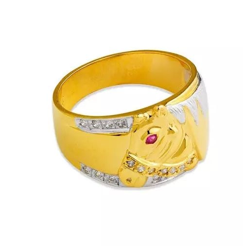 NEW 14K TWO TONE GOLD MEN'S FANCY HORSE CZ RING: NEW 14K TWO TONE GOLD MEN'S FANCY EAGLE CZ RING 14K Two Tone Gold Size 10 Approx. 15mm High Polished/Cubic Zirconia Weight: 7.0 Grams