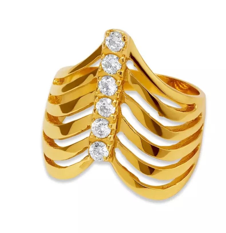 NEW 14K TWO TONE GOLD MOTHER'S STACKED CZ RING: NEW 14K TWO TONE GOLD MOTHER'S STACKED CZ RING 14K Two Tone Gold Size 7 Approx. 21mm High Polished/Cubic Zirconia Weight: 6.7 Grams