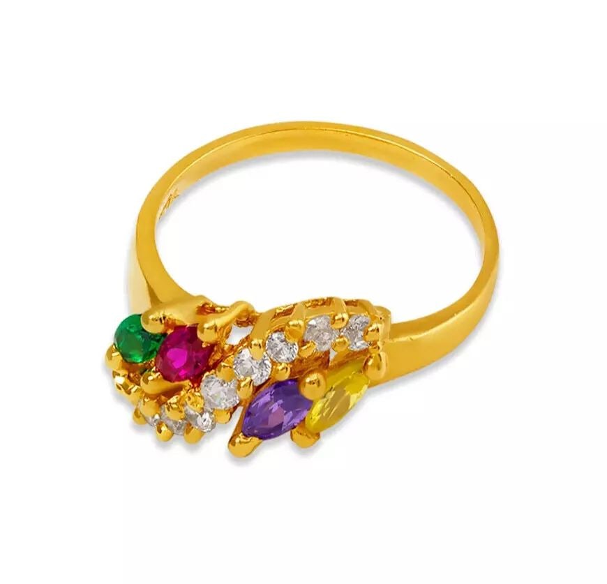 NEW 14K TWO TONE GOLD MOTHER'S CZ RING: NEW 14K TWO TONE GOLD MOTHER'S CZ RING 14K Two Tone Gold Size 7 Approx. 8mm High Polished/Cubic Zirconia Weight: 3.3 Grams