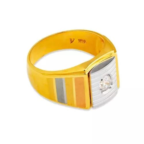 NEW 14K TRI COLOR GOLD MEN'S FANCY CZ RING: NEW 14K TRI COLOR GOLD MEN'S FANCY CZ RING 14K Tri Color Gold Size 10 Approx. 13mm High Polished/Cubic Zirconia Weight: 8.2 Grams