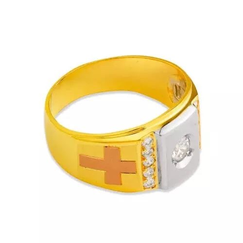 NEW 14K TRI COLOR GOLD MEN'S FANCY CZ RING (1 of 2)