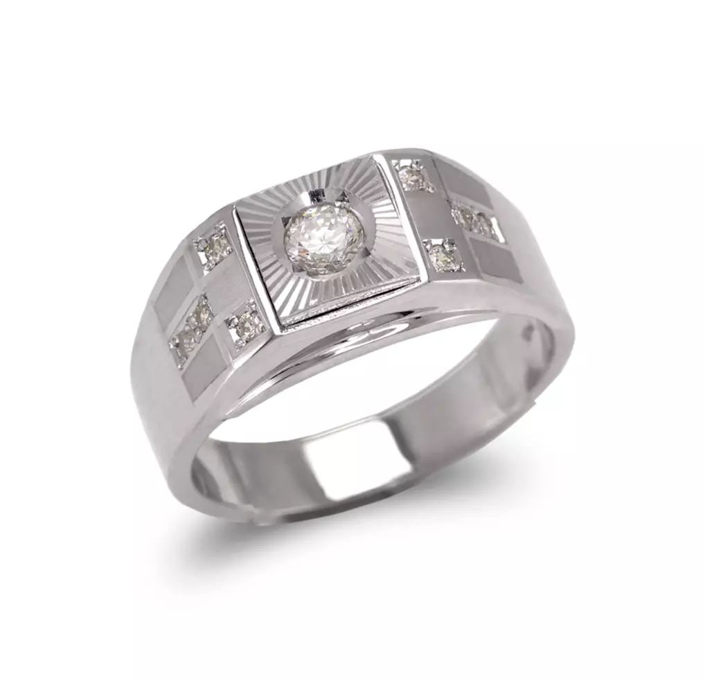 NEW 14K WHITE GOLD MEN'S FANCY COUPLE CZ RING (1 of 2)