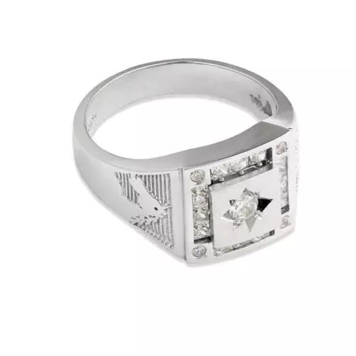 NEW 14K WHITE GOLD MEN'S FANCY EAGLE CZ RING (1 of 2)