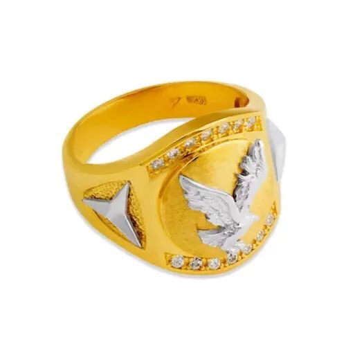 NEW 14K TWO TONE GOLD MEN'S FANCY EAGLE CZ RING (1 of 2)