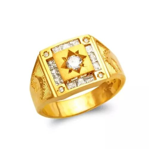 NEW 14K YELLOW GOLD MEN'S FANCY EAGLE CZ RING (1 of 2)