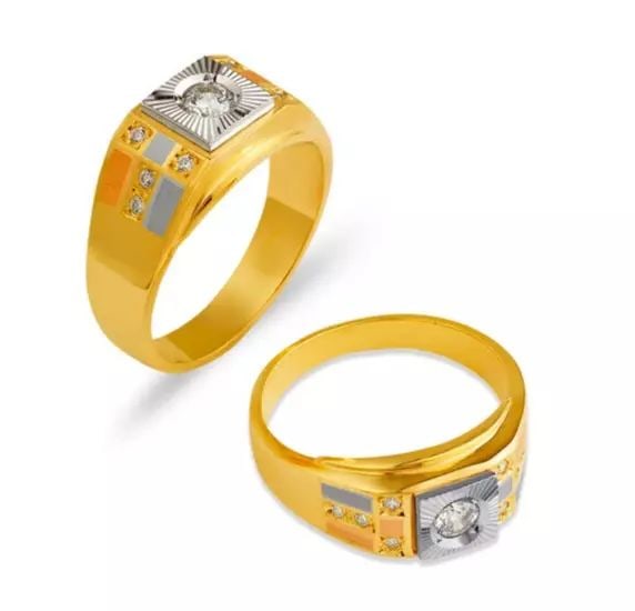 NEW 14K TRI COLOR GOLD LADIES FANCY COUPLE CZ RING (1 of 2)