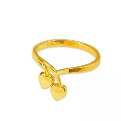 NEW 14K YELLOW GOLD LADIES DOUBLE HEART DESIGN RING (1 of 2)