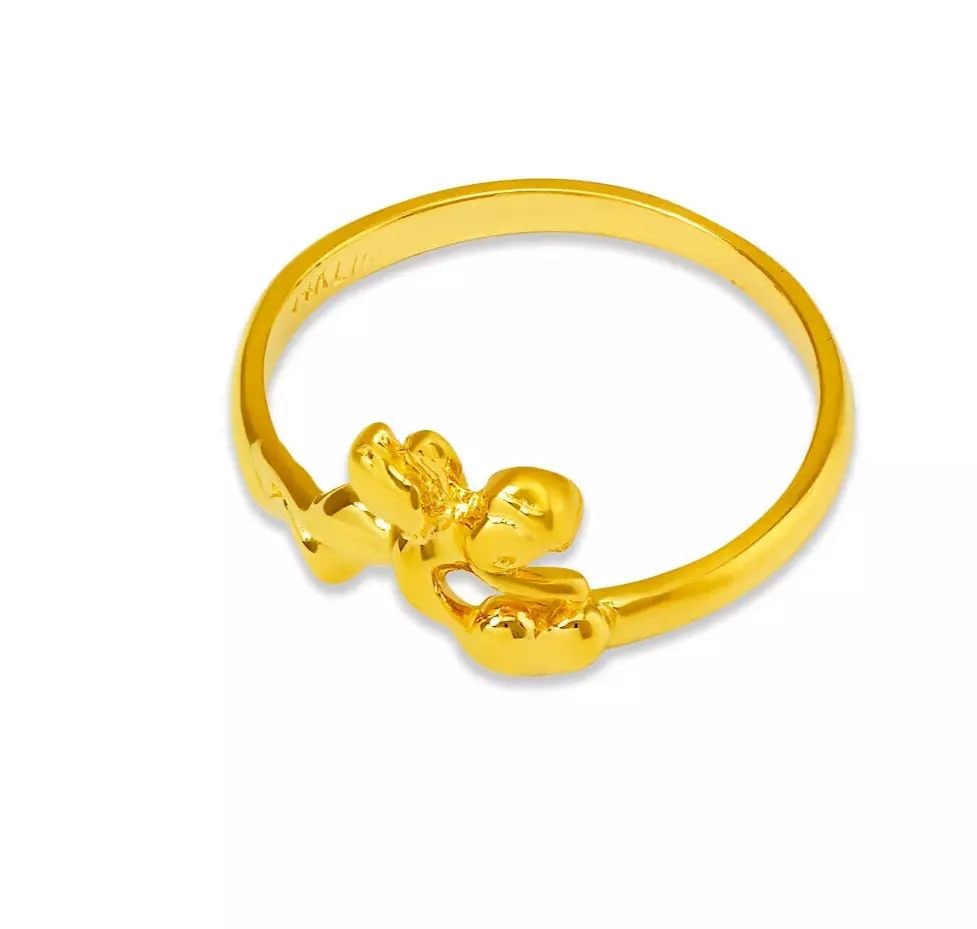 NEW 14K YELLOW GOLD LADIES ANGEL HOLDING HEART DESIGN RING (1 of 2)