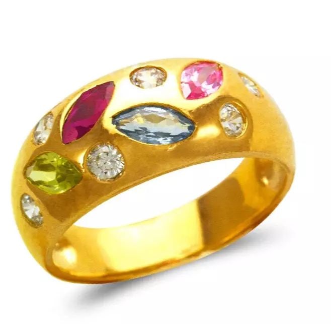 NEW 14K YELLOW GOLD MOTHER'S CZ RING (1 of 2)