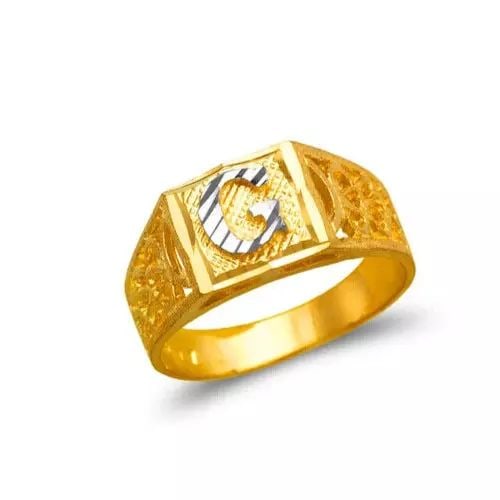 NEW 14K TWO TONE GOLD LADIES INITIAL RING (1 of 2)