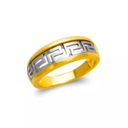 NEW 14K TWO TONE GOLD LADIES GREEK KEY DESIGN RING (1 of 2)
