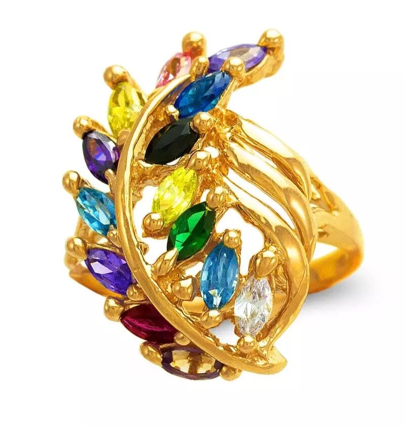 NEW 14K YELLOW GOLD MOTHER'S CZ RING: NEW 14K YELLOW GOLD MOTHER'S CZ RING 14K Yellow Gold Size 7 Approx. 24mm High Polished/Cubic Zirconia Weight: 7.0 Grams