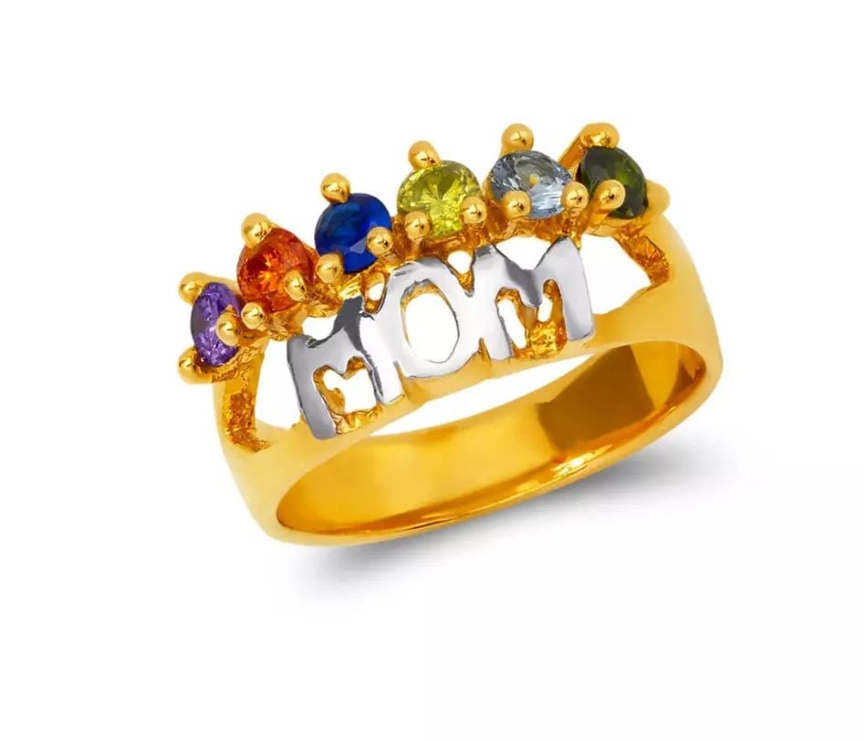 NEW 14K TWO TONE GOLD MOM CZ RING: NEW 14K TWO TONE GOLD MOM CZ RING 14K Two Tone Gold Size 7 Approx. 10mm High Polished/Cubic Zirconia Weight: 4.5 Grams