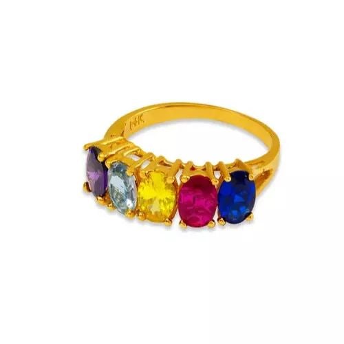 NEW 14K YELLOW GOLD MOTHER'S CZ RING (1 of 2)